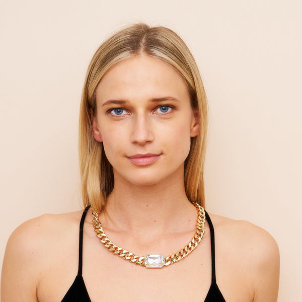Kenneth Jay Lane Crystal Octagon Chain Necklace