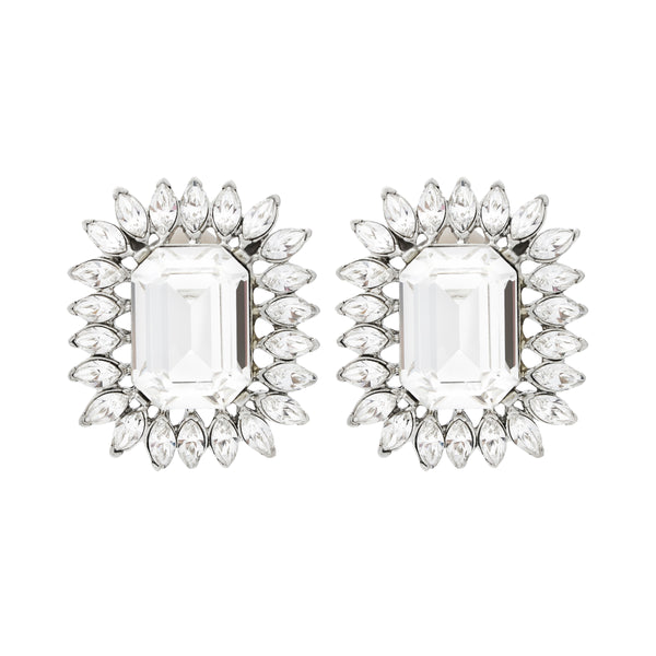 kenneth jay lane Crystal Octagon Clip Earrings