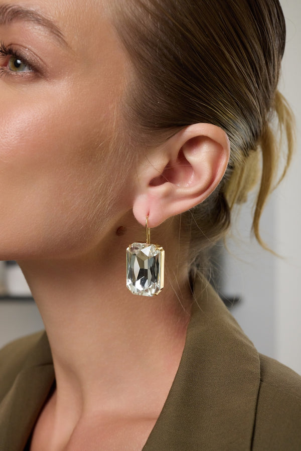 Kenneth Jay Lane Crystal Octagon Fishhook Earrings