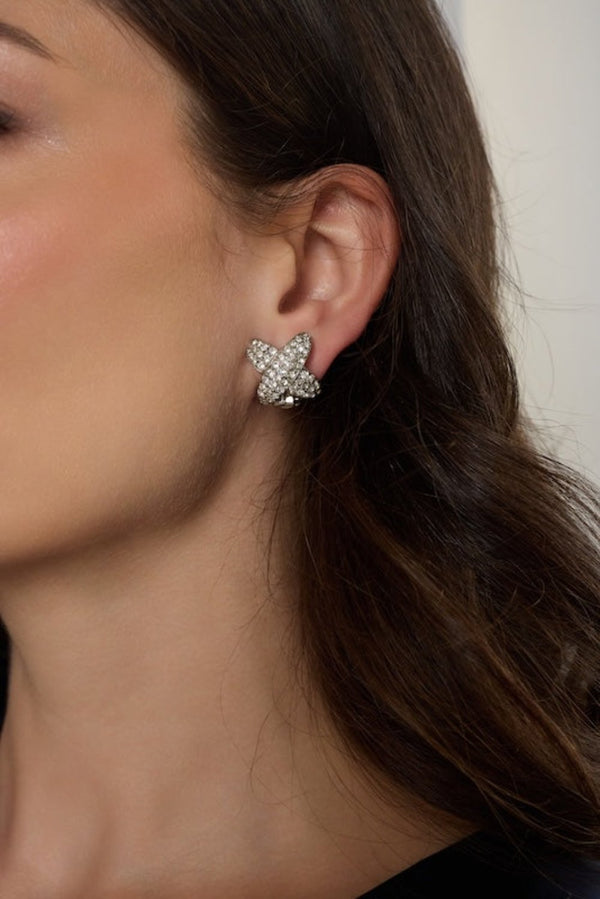 Kenneth Jay Lane Crystal Pave Clip Earrings