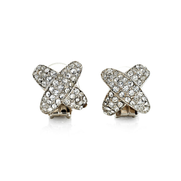 kenneth jay lane Crystal Pave Clip Earrings