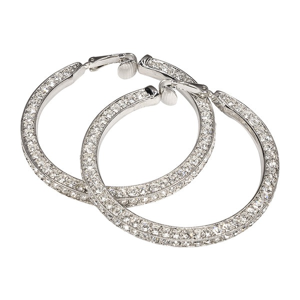 Kenneth Jay Lane Crystal Pave' Hoop Earrings