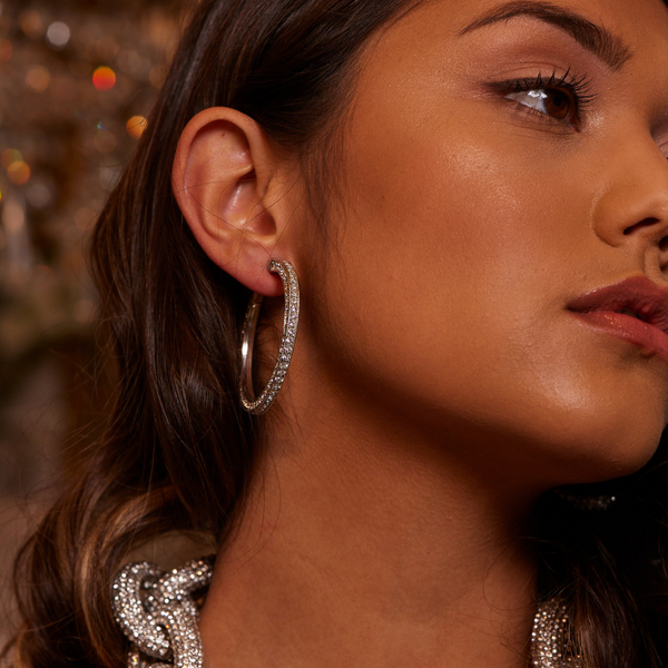 Kenneth Jay Lane Crystal Pave' Hoop Earrings