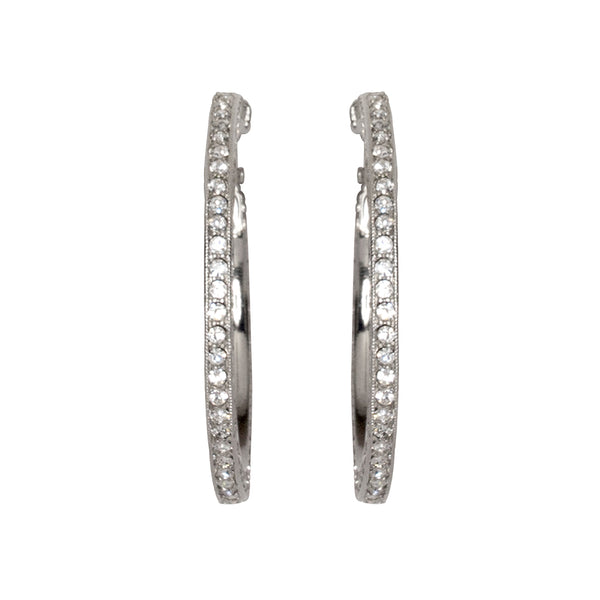 kenneth jay lane Crystal Pave' Hoop Earrings