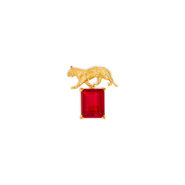 kenneth jay lane Crystal & Ruby Panther Pin