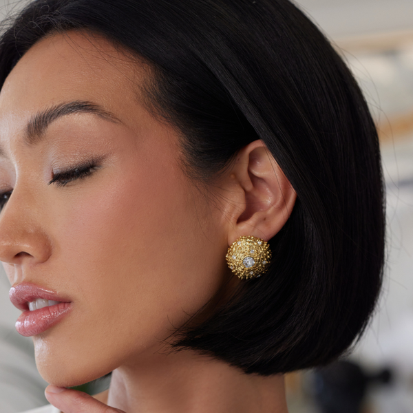 Kenneth Jay Lane Crystal Sea Urchin Clip Earrings