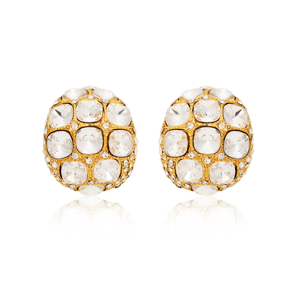 kenneth jay lane Crystal Square Hoop Clip Earrings