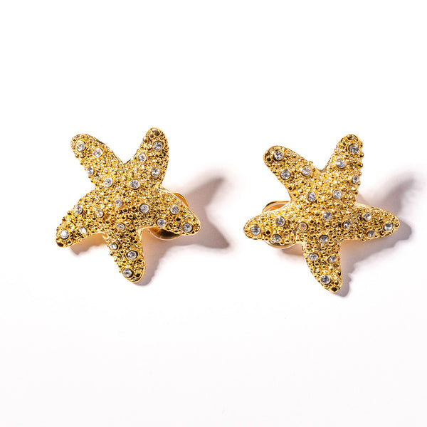 Kenneth Jay Lane Crystal Starfish Clip Earrings