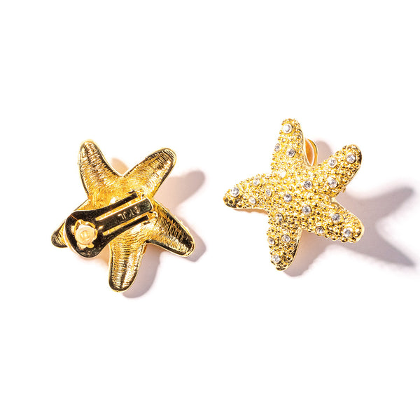 Kenneth Jay Lane Crystal Starfish Clip Earrings