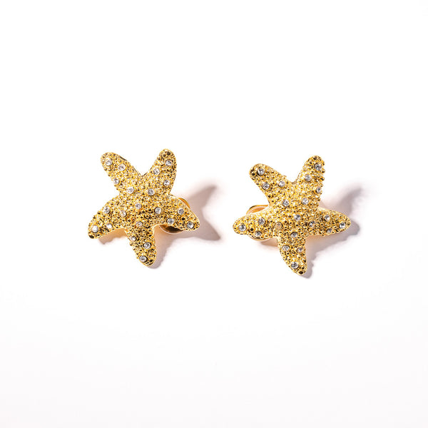 kenneth jay lane Crystal Starfish Clip Earrings