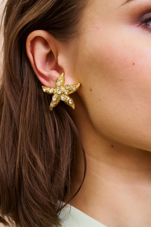 Kenneth Jay Lane Crystal Starfish Clip-On Earrings