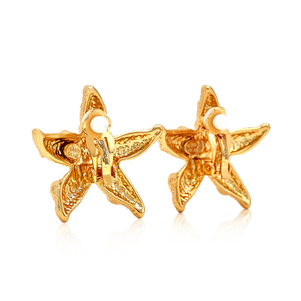 Kenneth Jay Lane Crystal Starfish Clip-On Earrings