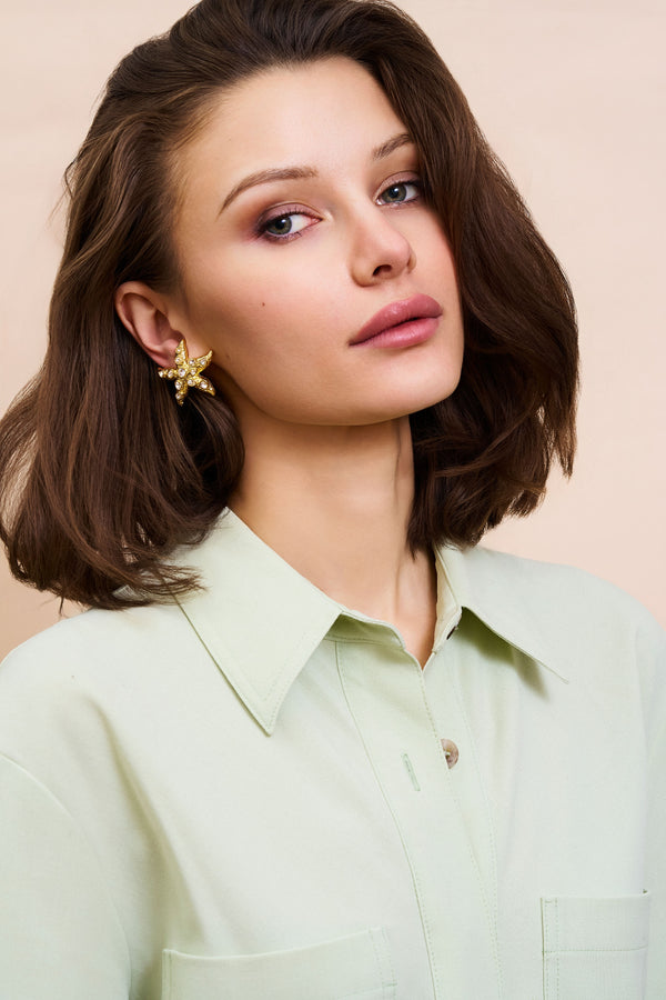 Kenneth Jay Lane Crystal Starfish Clip-On Earrings