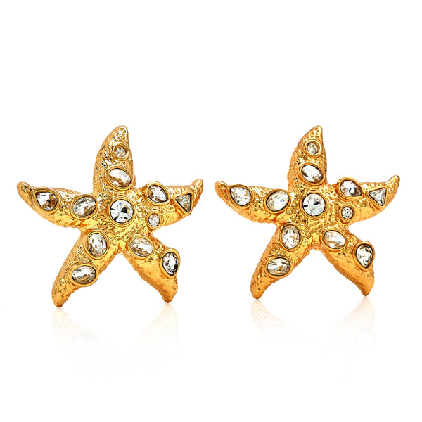 kenneth jay lane Crystal Starfish Clip-On Earrings