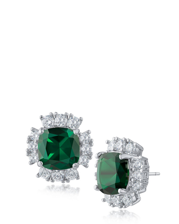 Kenneth Jay Lane Cushion CZ Button Earrings