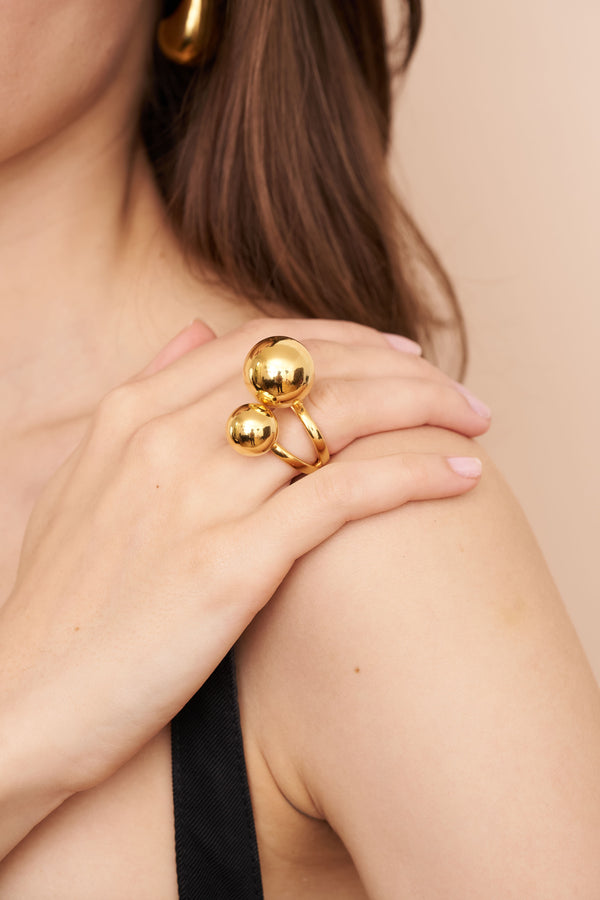 Kenneth Jay Lane Double Ball Adjustable Ring