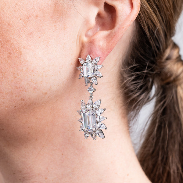 Kenneth Jay Lane Double Emerald Drop Earrings