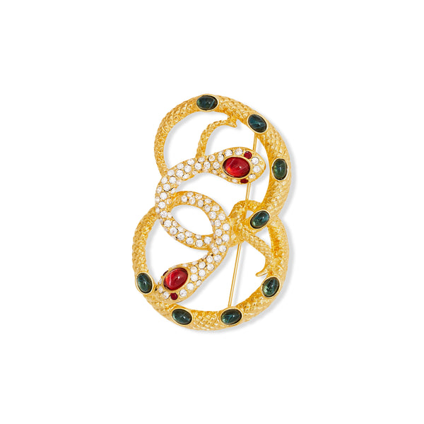 kenneth jay lane Double Ruby Snake Head Pin