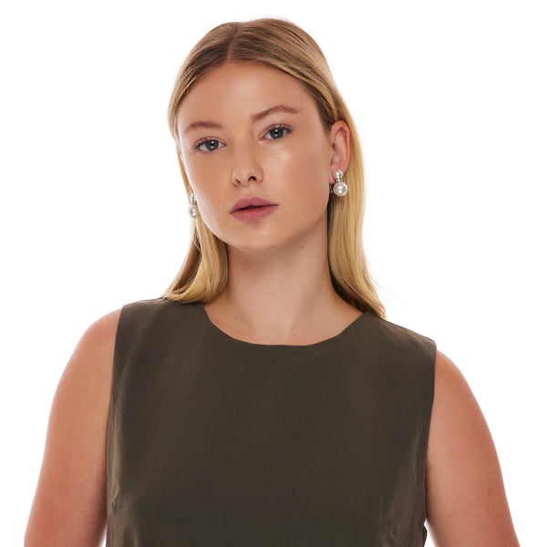 Kenneth Jay Lane Double White Pearl Clip Earrings