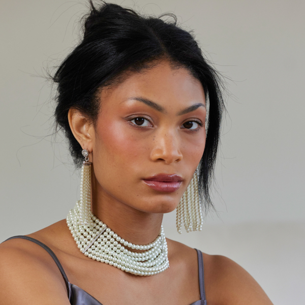 Kenneth Jay Lane Eight Row Pearl Post Earring