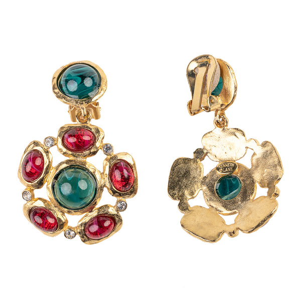 Kenneth Jay Lane Emerald And Ruby Gem Clip Earring