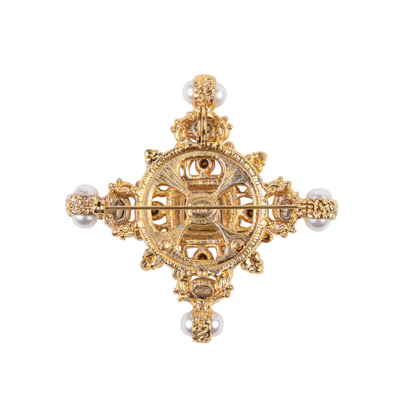 Kenneth Jay Lane Emerald And Ruby Gemstone Pin