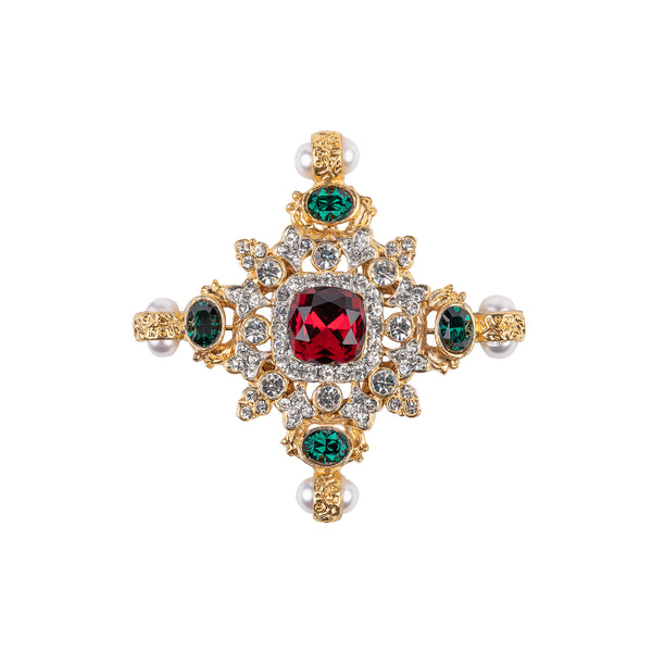 kenneth jay lane Emerald and Ruby Gemstone Pin