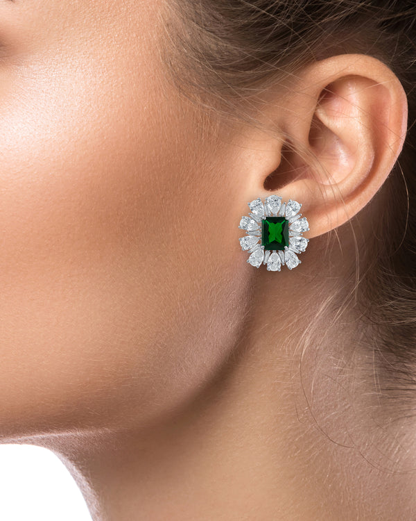 Kenneth Jay Lane Emerald CZ Button Earrings