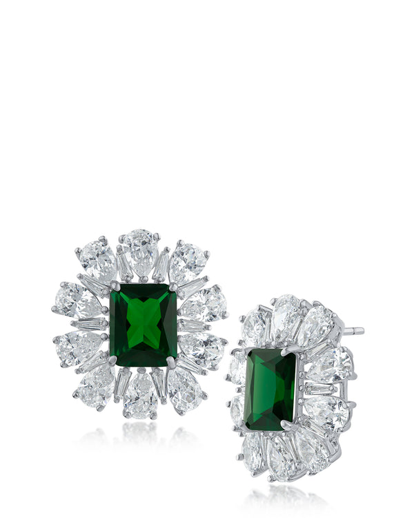 kenneth jay lane Emerald CZ Button Earrings