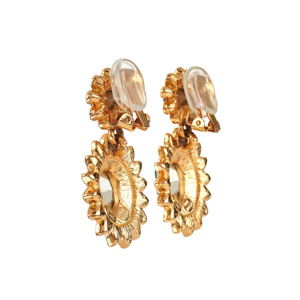 Kenneth Jay Lane Emerald Drop Clip Earrings