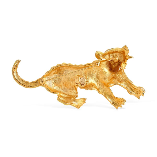 Kenneth Jay Lane Emerald Eyes Tiger Pin