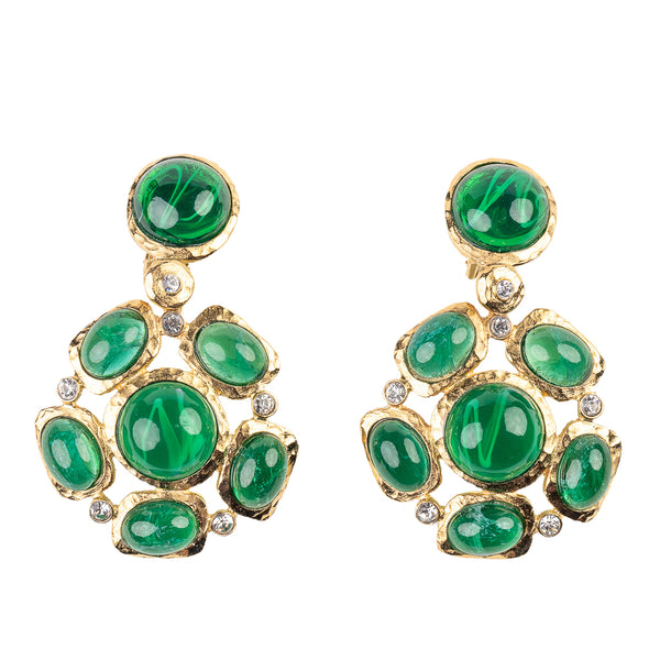 kenneth jay lane Emerald Gemstone Earrings