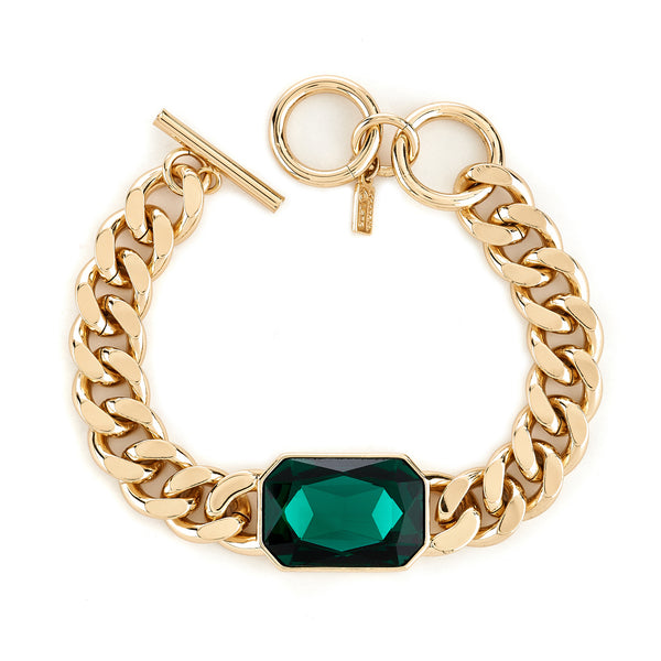 kenneth jay lane Emerald Octagon Chain Bracelet