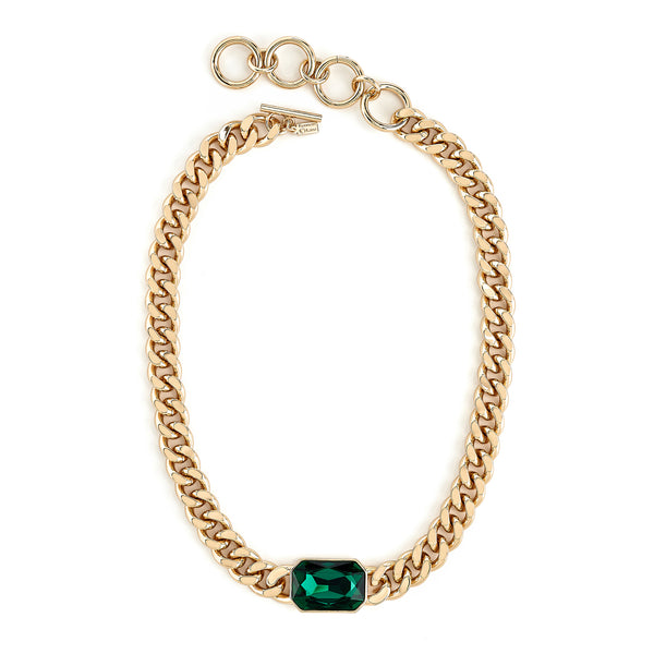 kenneth jay lane Emerald Octagon Chain Necklace