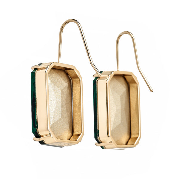 Kenneth Jay Lane Emerald Octagon Fishhook Earrings