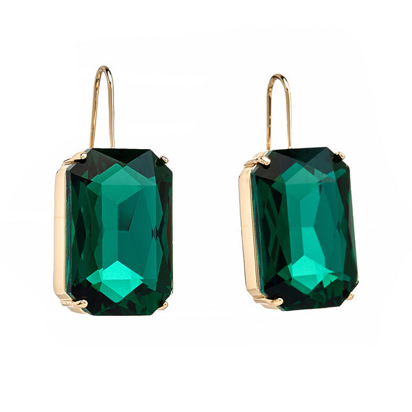 kenneth jay lane Emerald Octagon Fishhook Earrings
