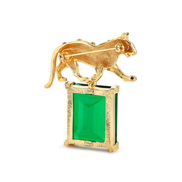 Kenneth Jay Lane Emerald Panther Crystal Pin
