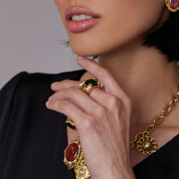 Kenneth Jay Lane Emerald Square Stone Ring