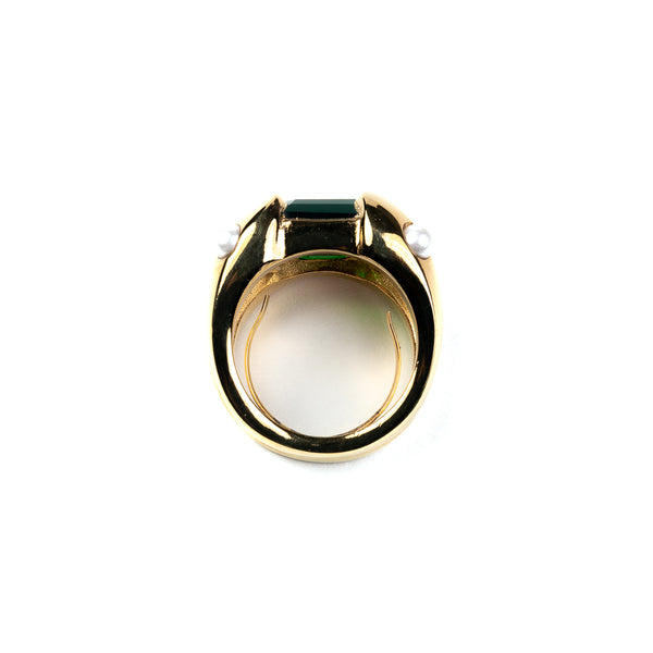 Kenneth Jay Lane Emerald Square Stone Ring