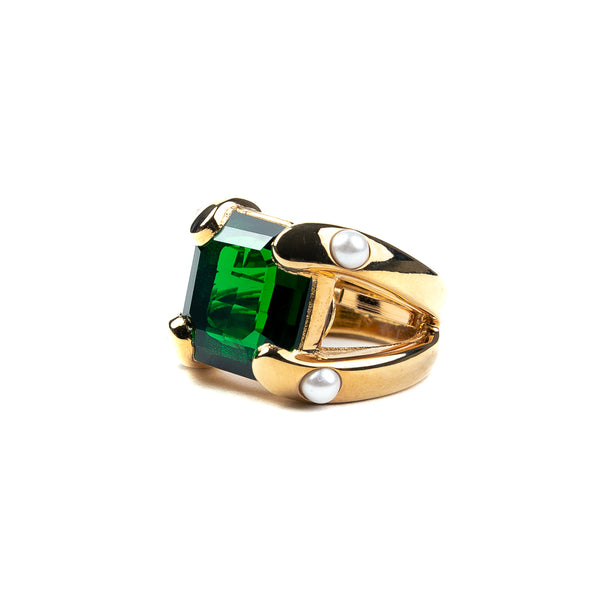 Kenneth Jay Lane Emerald Square Stone Ring