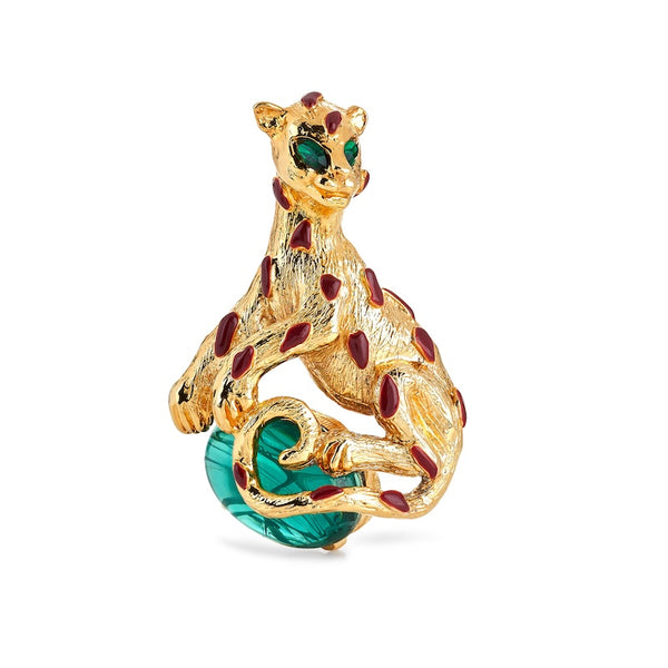 kenneth jay lane Emerald Stone Panther Pin