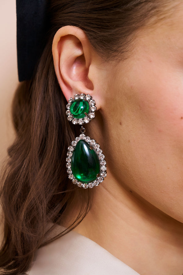 Kenneth Jay Lane Emerald Teardrop Earrings