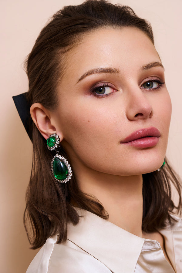 Kenneth Jay Lane Emerald Teardrop Earrings