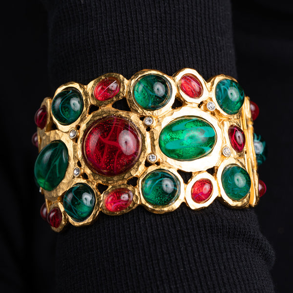 Kenneth Jay Lane Flawed Emerald And Ruby Cuff