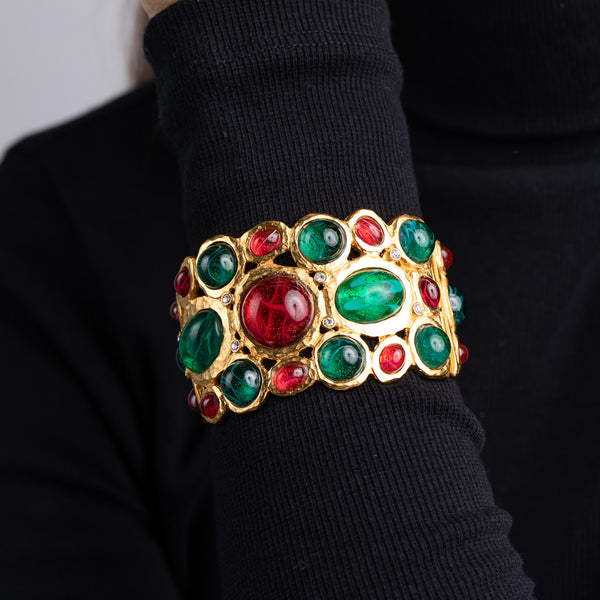 kenneth jay lane Flawed Emerald and Ruby Cuff
