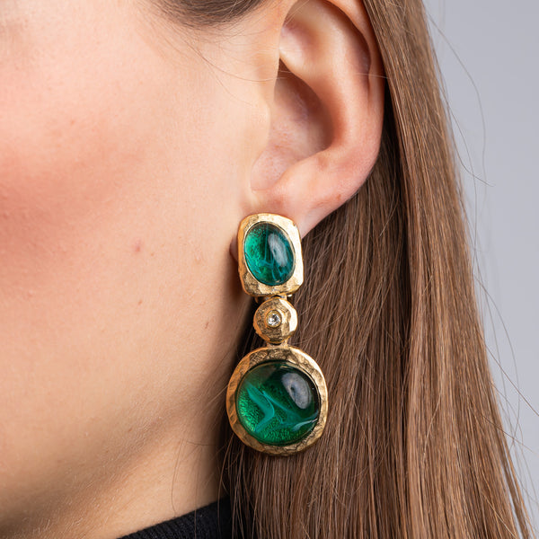 kenneth jay lane Flawed Emerald Drop Earrings