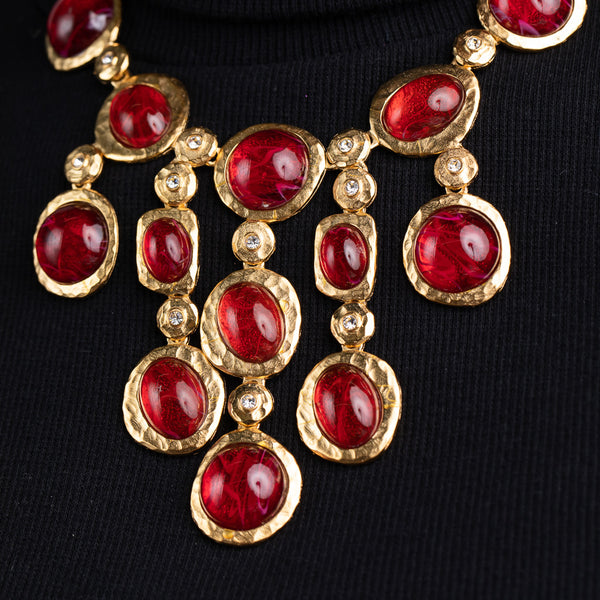 Kenneth Jay Lane Flawed Ruby Drop Necklace
