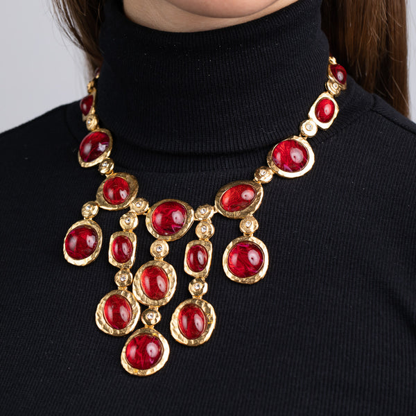 kenneth jay lane Flawed Ruby Drop Necklace