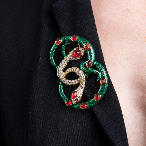 Kenneth Jay Lane Flower And Snake Twist Pin