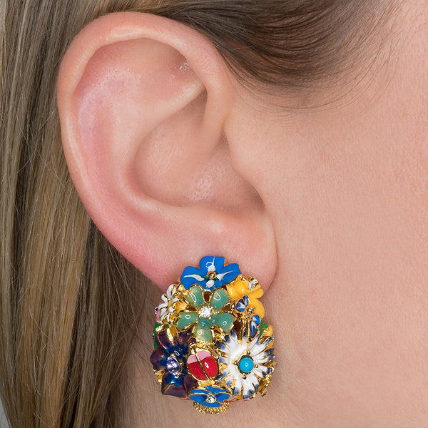 Kenneth Jay Lane Flower Bug Clip-On Earrings